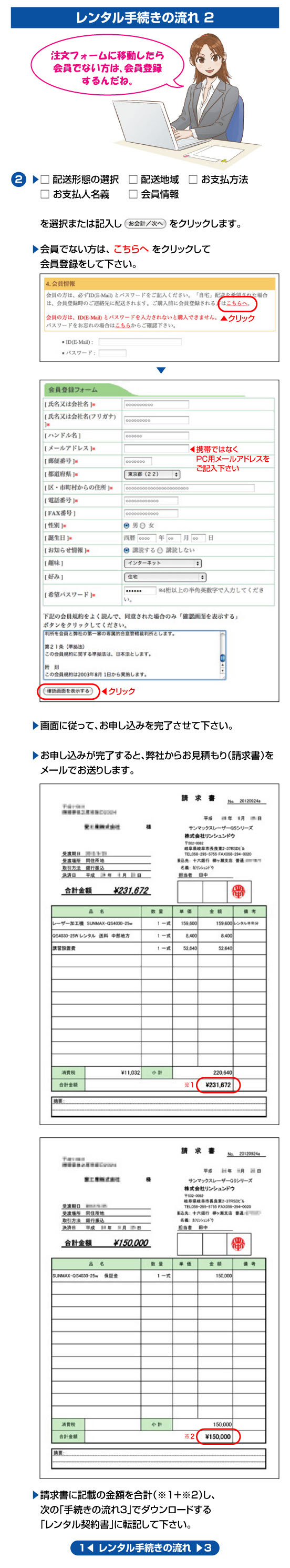 レンタル手続きの流れ2
